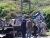 Martin Clunes and Joe Absolom between takes